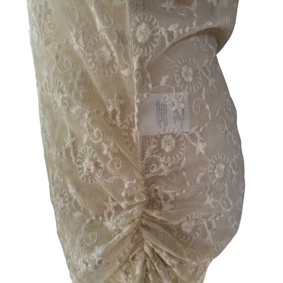 Black Swan Cream Lace Beaded Boho Blouse Women’s Small Romantic Top - Picture 3 of 14